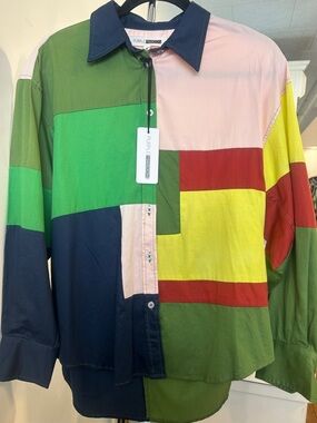 Purple & Green Multi-Block Button-Down Shirt by Purple Maroon